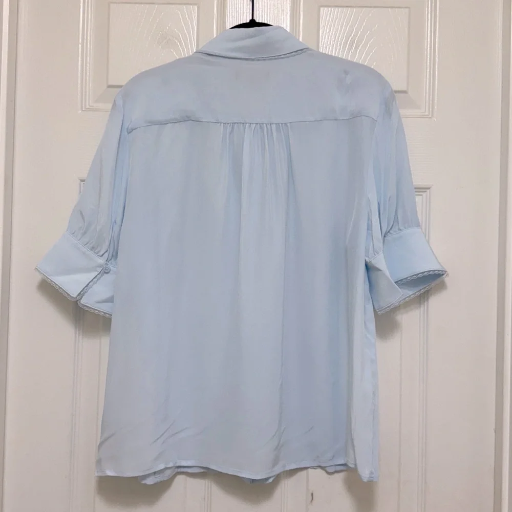 NWT J.Crew Lace-Trim Button-Up Top in Crepe de Chine